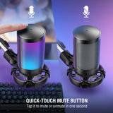 FIFINE Ampliagme A6T USB Gaming Microphone Kit, Plug & Play for PC, PS4/5 with Mute Button, Volume Gain, RGB, Arm Stand