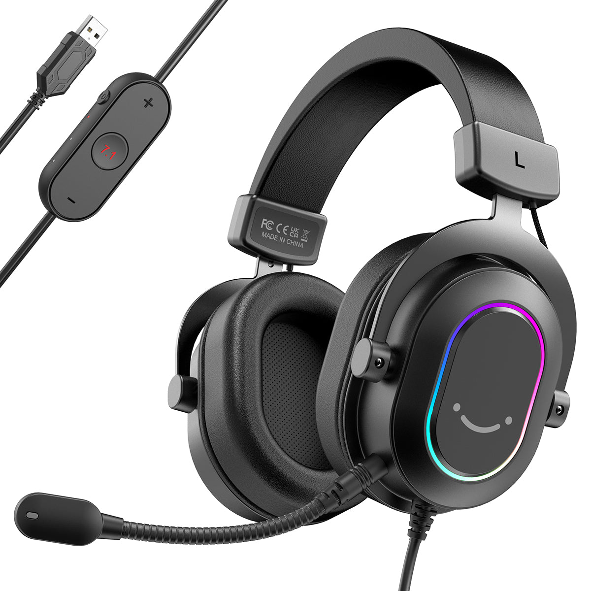 FIFINE H6 24-bit 7.1 Surround Sound USB Gaming Headset with 320g Weigh ...
